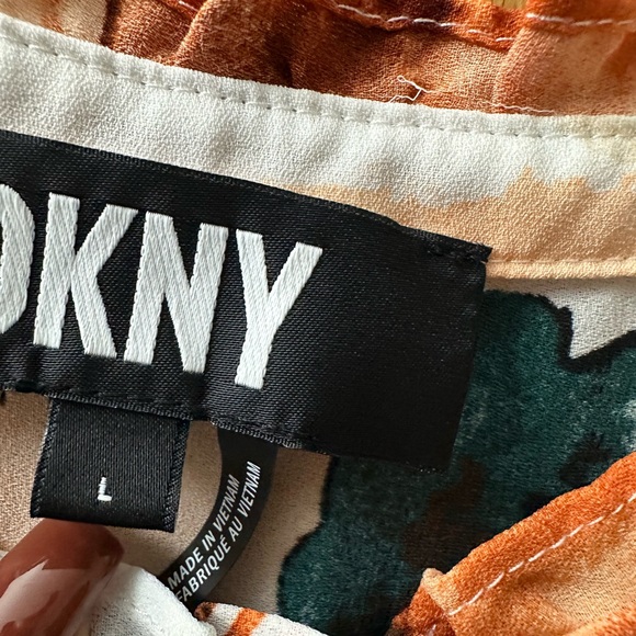 DKNY Women's Floral Sleeveless Blouse - Orange and Black - Picture 5 of 5